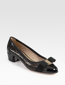 Printed, slightly perforated leather design has a stacked heel, grosgrain ribbon bow and smooth patent leather trim. Stacked heel, 1 (25mm)Printed patent leather and grosgrain ribbon upperLeather lining and solePadded insoleMade in ItalyOUR FIT MODEL RECOMMENDS ordering true size. Printed, slightly perforated leather design has a stacked heel, grosgrain ribbon bow and smooth patent leather trim. Stacked heel, 1 (25mm)Printed patent leather and grosgrain ribbon upperLeather lining and solePadded insoleMade in ItalyOUR FIT MODEL RECOMMENDS ordering true size.