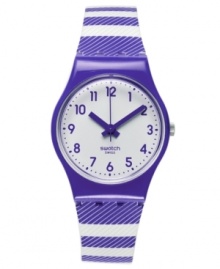 Leave a trail of admirers with this Purple Tracks watch from Swatch. Leave a trail of admirers with this Purple Tracks watch from Swatch.