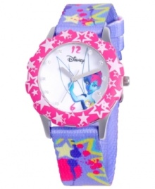 Clap if you believe in fairies! This glittery Disney watch flaunts a glittery strap and a Tinker Bell graphic at the dial.