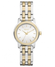 A luxe blend of colors lend a lovely look to this steel watch from DKNY. A luxe blend of colors lend a lovely look to this steel watch from DKNY.