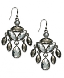 A smoky mix of shaky plastic beads adds a touch of mystery with Style&co.'s chandelier earrings. Crafted in hematite tone mixed metal. Approximate drop: 2 inches. A smoky mix of shaky plastic beads adds a touch of mystery with Style&co.'s chandelier earrings. Crafted in hematite tone mixed metal. Approximate drop: 2 inches.