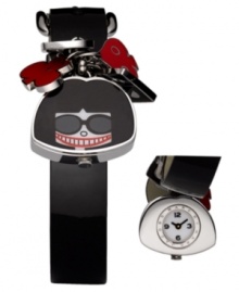 Get everywhere on time...but don't take yourself so seriously! Marc by March Jacobs brings you the grinning Miss Marc and her black and red spade, clover and heart charms to keep you feeling whimsical. Black patent leather strap. Stainless steel Miss Marc locket case opens to display white dial featuring black hands and numerals at twelve, three, six and nine o'clock surrounded by logo. Quartz movement. Water resistant to 30 meters. Two-year limited warranty. Get everywhere on time...but don't take yourself so seriously! Marc by March Jacobs brings you the grinning Miss Marc and her black and red spade, clover and heart charms to keep you feeling whimsical. Black patent leather strap. Stainless steel Miss Marc locket case opens to display white dial featuring black hands and numerals at twelve, three, six and nine o'clock surrounded by logo. Quartz movement. Water resistant to 30 meters. Two-year limited warranty.