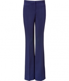 Channel ultra-sleek retro style in this flattering wide leg pants from Versace - High waisted, flat front, welt pockets at hip, wide leg with crease detail - Wear with a sheer silk blouse, a bold shoulder blazer, and platform heels Channel ultra-sleek retro style in this flattering wide leg pants from Versace - High waisted, flat front, welt pockets at hip, wide leg with crease detail - Wear with a sheer silk blouse, a bold shoulder blazer, and platform heels