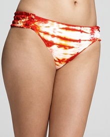 This Lucky Brand bikini bottom takes a walk on the wild side in a fiery tie dye print and red-hot palette. This Lucky Brand bikini bottom takes a walk on the wild side in a fiery tie dye print and red-hot palette.