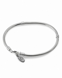Inspired by the design of Pandora's iconic bracelets, this sterling silver necklace beautifully displays dozens of charms and clips. Inspired by the design of Pandora's iconic bracelets, this sterling silver necklace beautifully displays dozens of charms and clips.