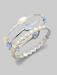 Five exquisite blue topaz cabochon stations set in sleek sterling silver. Blue topazSterling silverDiameter, about 2½Slip-on styleImported Please note: Bracelets sold separately. Five exquisite blue topaz cabochon stations set in sleek sterling silver. Blue topazSterling silverDiameter, about 2½Slip-on styleImported Please note: Bracelets sold separately.