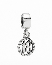 Savor the memories of a milestone birthday with PANDORA's dangling sterling silver charm.