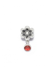 A dangling ruby accent attached to the sterling silver flower bead proves a fiery celebration of July birthdays. Donatella is a playful collection of charm bracelets and necklaces that can be personalized to suit your style! Available exclusively at Macy's. A dangling ruby accent attached to the sterling silver flower bead proves a fiery celebration of July birthdays. Donatella is a playful collection of charm bracelets and necklaces that can be personalized to suit your style! Available exclusively at Macy's.