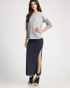 Slightly distressed, cotton-rich fleece boatneck with dropped shoulders and contrasting three-quarter sleeves. Turn-back boatneckDropped shouldersThree-quarter sleevesTurn-back hem82% cotton/15% polyester/3% rayonMachine washMade in USAModel shown is 5'9½ (176cm) wearing US size 4.