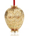 A good egg. Exquisitely cut and carved, this incredible ChemArt ornament is the essence of holiday splendor in gold-plated brass.