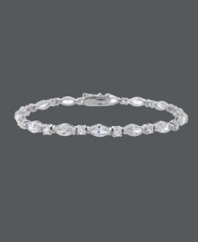 Define your look with simple elegance. B. Brilliant's sparkling bracelet features round and marquise-cut cubic zirconias (8-1/2 ct. t.w.) set in sterling silver. Approximate length: 7-1/4 inches. Define your look with simple elegance. B. Brilliant's sparkling bracelet features round and marquise-cut cubic zirconias (8-1/2 ct. t.w.) set in sterling silver. Approximate length: 7-1/4 inches.