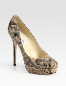 Textured leather in a primal print, finished with a covered platform and skinny heel. Self-covered heel, 5 (125mm)Covered platform, 1 (25mm)Compares to a 4 heel (100mm)Snake-embossed leather upperLeather liningBuffed leather solePadded insoleMade in ItalyOUR FIT MODEL RECOMMENDS ordering true whole size; ½ sizes should order the next whole size up. Textured leather in a primal print, finished with a covered platform and skinny heel. Self-covered heel, 5 (125mm)Covered platform, 1 (25mm)Compares to a 4 heel (100mm)Snake-embossed leather upperLeather liningBuffed leather solePadded insoleMade in ItalyOUR FIT MODEL RECOMMENDS ordering true whole size; ½ sizes should order the next whole size up.