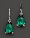 Faceted, pear-cut green quartz drops, set in sterling silver, make a classic style statement.