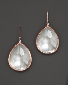 From the Rosé collection, large teardrop earrings with faceted clear quartz. Designed by Ippolita. From the Rosé collection, large teardrop earrings with faceted clear quartz. Designed by Ippolita.