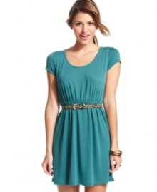 So adorbs! A belted waist lends nipped-in style to this back cutout dress from Belle Du Jour. So adorbs! A belted waist lends nipped-in style to this back cutout dress from Belle Du Jour.