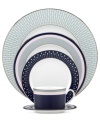 Special occasions shape up chic with the Mercer Drive oval platter, featuring a geometric design in platinum-banded china. A modern balance of fun and formal from kate spade new york.