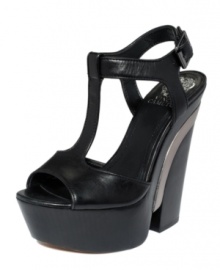Turning heads? You were cut out for the job with the Babe platform sandals by Vince Camuto. Six inches of stacked wood give you a leg up on the competition. Turning heads? You were cut out for the job with the Babe platform sandals by Vince Camuto. Six inches of stacked wood give you a leg up on the competition.