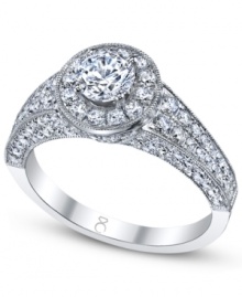Tell a story with this symbolic style. This My Diamond Story engagement ring features a stunning, certified round-cut diamond (1-3/4 ct. t.w.) set in a band covered with two rows of smaller round-cut diamonds. Crafted in 18k white gold. Tell a story with this symbolic style. This My Diamond Story engagement ring features a stunning, certified round-cut diamond (1-3/4 ct. t.w.) set in a band covered with two rows of smaller round-cut diamonds. Crafted in 18k white gold.