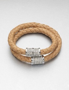 Supple plaited leather in a wrapped style with sparkling stone accents. Glass stonesLeatherSteelLength, about 15.5Magnetic closureImported Supple plaited leather in a wrapped style with sparkling stone accents. Glass stonesLeatherSteelLength, about 15.5Magnetic closureImported