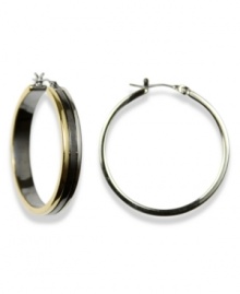 You won't have to go through hoops to add some style to your look with these chic earrings. In tri-color mixed metal, by AK Anne Klein. Approximate diameter: 1-1/2 inches. You won't have to go through hoops to add some style to your look with these chic earrings. In tri-color mixed metal, by AK Anne Klein. Approximate diameter: 1-1/2 inches.