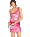 Bold, sequin stripes make this one-shoulder dress from As U Wish the funnest party style around!