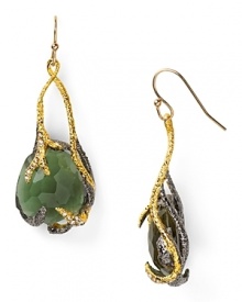 Drop earrings are dramatic in murky hues and gleaming metal. This pair from Alexis Bittar boasts over sized tourmaline stones suspended in gold and ruthenium plate. Drop earrings are dramatic in murky hues and gleaming metal. This pair from Alexis Bittar boasts over sized tourmaline stones suspended in gold and ruthenium plate.