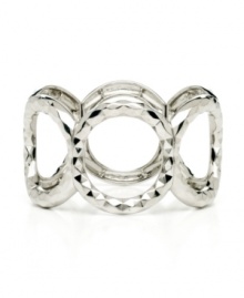 A simple look that provides maximum style. Nine West's stretch bracelet slips easily over the wrist and adds shapely style with its O-shaped design and faceted edges. Crafted in silver tone mixed metal. Approximate diameter: 2-1/4 inches. A simple look that provides maximum style. Nine West's stretch bracelet slips easily over the wrist and adds shapely style with its O-shaped design and faceted edges. Crafted in silver tone mixed metal. Approximate diameter: 2-1/4 inches.