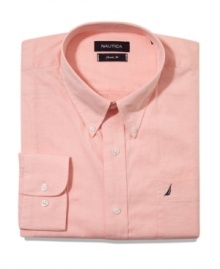 Refresh your routine with this coral dress shirt from Nautica. Refresh your routine with this coral dress shirt from Nautica.