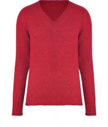 Elegant, streamlined staples anchor any wardrobe, and this red pullover from Marc Jacobs proves a ready addition to any closet - Crafted from a soft, lighter-weight virgin wool and alpaca blend - Slim, straight cut - V-neck and rib trim at hem and cuffs - Seamlessly transitions from work to weekend and pairs perfectly with jeans, chinos, cords or dress trousers