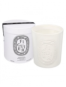 Diptyque teamed up with Virebent, a well-known porcelain manufacturer established in 1924, to make its indoor and outdoor scented candle. It chose earthenware for its rustic touch and hand-crafted look, and because it embodies and brings to life the brand emblematic oval. This Diptyque five-wick candle is made exclusively by hand, and recalls the warmth of fig wood, the freshness of its leaves and the milky sap. Burn time is approximately 150 hours.