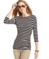 An exposed zipper updates this otherwise classically striped MICHAEL Michael Kors Top for a look that's chic for spring!