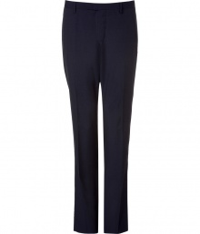 Sophisticated navy blue wool pinstriped pants - These stylish and versatile pants have a modern slim fit - Wear with a cashmere pullover and oxfords for updated office attire - Try with a blazer, t-shirt, and boots Sophisticated navy blue wool pinstriped pants - These stylish and versatile pants have a modern slim fit - Wear with a cashmere pullover and oxfords for updated office attire - Try with a blazer, t-shirt, and boots