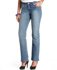 Bandolino's bootcut jeans hug your curves in the right places and feature a slightly faded wash you'll love! Bandolino's bootcut jeans hug your curves in the right places and feature a slightly faded wash you'll love!
