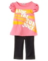 She'll shine in this cheery Juicy Couture tee and leggings set. With super-puffy gathered sleeves, the sunny tee's pairs perfectly with comfy leggings.