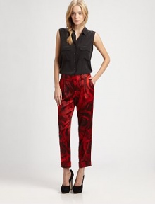 A lush floral photo-print conveys utter romance throughout this tailored crop-let style.Tab-front waistBelt loopsZip-flyPleated frontSlash pocketsBack welt pockets Rise, about 9Inseam, about 2795% silk/5% spandexDry cleanImportedModel shown is 5'9 (175cm) wearing US size 4. A lush floral photo-print conveys utter romance throughout this tailored crop-let style.Tab-front waistBelt loopsZip-flyPleated frontSlash pocketsBack welt pockets Rise, about 9Inseam, about 2795% silk/5% spandexDry cleanImportedModel shown is 5'9 (175cm) wearing US size 4.