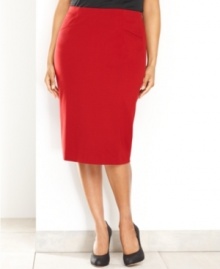 INC's plus size pencil skirt is a work essential - rendered in a cheery color, it instantly elevates any look.
