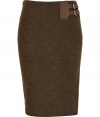 Equestrian-inspired details add stylish depth to this chic tweed pencil skirt from Polo Ralph Lauren - Wide waistband with leather and buckle details, fitted silhouette, back slit, concealed side zip closure - Wear with a cashmere pullover, a tailored blazer, and classic heels