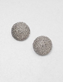 From the Social Graces Collection. A modern and sparkling design with pavé stones set in a classic button shape. Glass stonesWhite metalSize, about .6Surgical steel post backImported From the Social Graces Collection. A modern and sparkling design with pavé stones set in a classic button shape. Glass stonesWhite metalSize, about .6Surgical steel post backImported