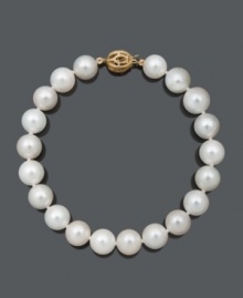A traditional classic to last a lifetime. This beautiful bracelet features A+ Akoya cultured pearls (8-8-1/2 mm) with a 14k gold clasp. Approximate length: 7-1/2 inches. A traditional classic to last a lifetime. This beautiful bracelet features A+ Akoya cultured pearls (8-8-1/2 mm) with a 14k gold clasp. Approximate length: 7-1/2 inches.