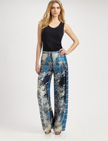 Making a stunning first impression is as simple as donning these luxurious, silk pants featuring an exotic, eye-catching print. Drawstring waistbandWaist dartsInseam, about 35SilkDry cleanImported Model shown is 5'10½ (179cm) wearing US size Small. OUR FIT MODEL RECOMMENDS ordering true size. Making a stunning first impression is as simple as donning these luxurious, silk pants featuring an exotic, eye-catching print. Drawstring waistbandWaist dartsInseam, about 35SilkDry cleanImported Model shown is 5'10½ (179cm) wearing US size Small. OUR FIT MODEL RECOMMENDS ordering true size.