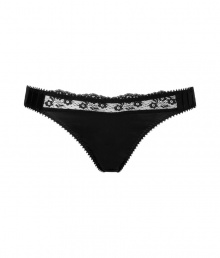 With a decorative lace trim, this vintage-inspired thong from Stella McCartney is both comfortable and chic - Satin panties with elasticized waistband, lace inset, and pintucks at hem - Perfect under any outfit or paired with a matching bra for stylish lounging