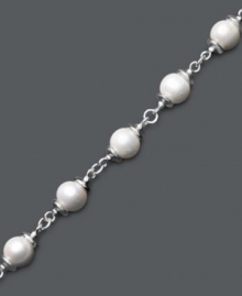 Exquisite elegance crafted in simple pearl and silver. A delicate strand of cultured freshwater pearls (9-10 mm) is complemented perfectly by its sterling silver setting. Approximate length: 8 inches. Exquisite elegance crafted in simple pearl and silver. A delicate strand of cultured freshwater pearls (9-10 mm) is complemented perfectly by its sterling silver setting. Approximate length: 8 inches.