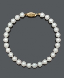 Embrace natural beauty and refinement with elegant pearls. Bracelet features AA Akoya cultured pearls (6-6-1/2 mm) and a 14k gold clasp. Approximate length: 8 inches. Embrace natural beauty and refinement with elegant pearls. Bracelet features AA Akoya cultured pearls (6-6-1/2 mm) and a 14k gold clasp. Approximate length: 8 inches.