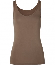 Stylish tank top in fine, light brown viscose stretch blend - Sumptuously soft and lightweight - Scoop neck and medium-width straps - Long and lean silhouette - Slim cut, hits below the hip - Wear solo or layer beneath pullovers and blazers - Casual cool, ideal for pairing with shorts, skinny denim, pencil skirts or cropped chinos Stylish tank top in fine, light brown viscose stretch blend - Sumptuously soft and lightweight - Scoop neck and medium-width straps - Long and lean silhouette - Slim cut, hits below the hip - Wear solo or layer beneath pullovers and blazers - Casual cool, ideal for pairing with shorts, skinny denim, pencil skirts or cropped chinos
