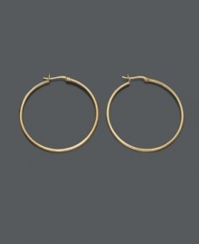 Endless hoop earrings are effortlessly chic. These stunning 24k gold over sterling silver hoop earrings by Giani Bernini feature a smooth rounded design. Approximate diameter: 1-1/2 inches. Endless hoop earrings are effortlessly chic. These stunning 24k gold over sterling silver hoop earrings by Giani Bernini feature a smooth rounded design. Approximate diameter: 1-1/2 inches.