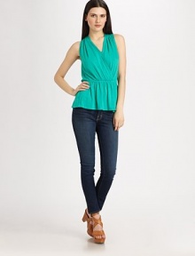 A flattering surplice bodice and cinched waist lend a feminine feel to this easy cotton jersey style.V necklineSleevelessSurplice bodiceElastic waistbandTie-back keyholeAbout 25 from shoulder to hem50% modal/50% Supima cottonHand washMade in USAModel shown is 5'9 (175cm) wearing US size Small. A flattering surplice bodice and cinched waist lend a feminine feel to this easy cotton jersey style.V necklineSleevelessSurplice bodiceElastic waistbandTie-back keyholeAbout 25 from shoulder to hem50% modal/50% Supima cottonHand washMade in USAModel shown is 5'9 (175cm) wearing US size Small.