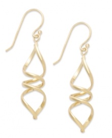 Simply chic. Giani Bernini's swirling drop earrings feature a DNA-inspired design in 24k gold over sterling silver. Approximate diameter: 1-1/4 inches.
