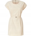 Channel ladylike style in this lovely frock from Mulberry - Round neck, short sleeves, detachable waist belt, mini-length, fitted silhouette, exposed back half zip closure - Style with a boyfriend blazer and platform pumps