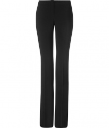Luxe pants in fine stretch viscose - in classic black - pleasant, posh material, but super comfy - a highlight piece, a mix of elegant, trendy and impressive - slim, straight cut with feminine pleats - a figure knockout and business basic to have - wear these pants in the office with a blazer and top, in the evening with a chiffon blouse and high heels