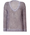Elevate your wardrobe basics with this luxe pullover from Missoni - V-neck, all-over multicolor textured knit, contrasting trim at neck, cuffs, and hem, flattering slim fit - Pair with wide leg trousers for the office and pleat-front shorts and heels for off-duty cool